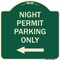 Signmission Night Permit Parking W/ Left Arrow Heavy-Gauge Aluminum Architectural Sign, 18" x 18", G-1818-23859 A-DES-G-1818-23859 - alternate 1